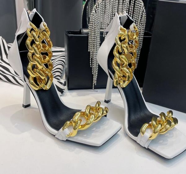chain nappa leather sandals designer luxury women party high heels sandal, Black
chain nappa leather sandals designer luxury women party high heels sandal, Black