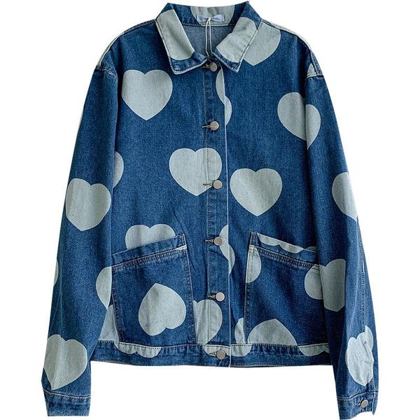 women's jackets fashion temperament autumn female long-sleeved personality love heart denim jacket, Black;brown
women's jackets fashion temperament autumn female long-sleeved personality love heart denim jacket, Black;brown