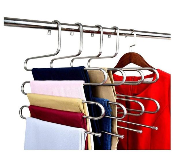 hangers & racks 4pcs multi pants hanger rack trousers stainless steel s-type 5 layers clothes belt space saving storage for closet organ
hangers & racks 4pcs multi pants hanger rack trousers stainless steel s-type 5 layers clothes belt space saving storage for closet organ