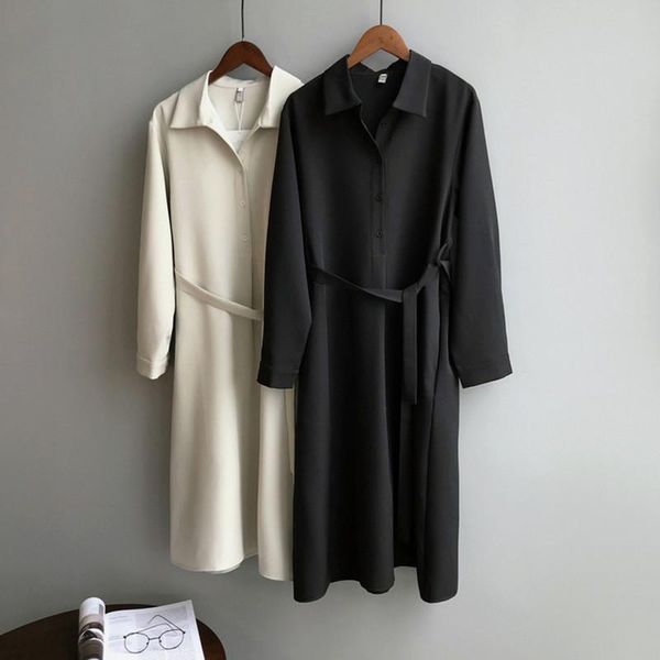 casual dresses thick chiffon long shirt dress women turn-down collar slim a-line elegance with sashes 2021 spring, Black;gray
casual dresses thick chiffon long shirt dress women turn-down collar slim a-line elegance with sashes 2021 spring, Black;gray
