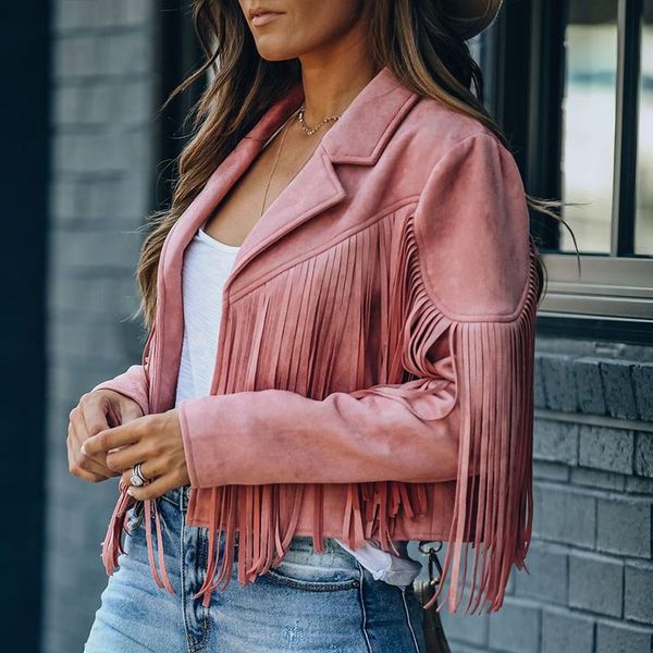 women's jackets faux suede jacket women autumn fringe female motorcycle lapel handsome long sleeve coats solid ladies open stitch slim, Black;brown
women's jackets faux suede jacket women autumn fringe female motorcycle lapel handsome long sleeve coats solid ladies open stitch slim, Black;brown