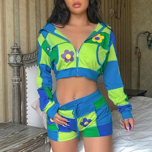women's tracksuits 2021 fashion casual street trend printed multi panel hooded zip coat high waist lace up shorts 2 pieces set, Gray
women's tracksuits 2021 fashion casual street trend printed multi panel hooded zip coat high waist lace up shorts 2 pieces set, Gray