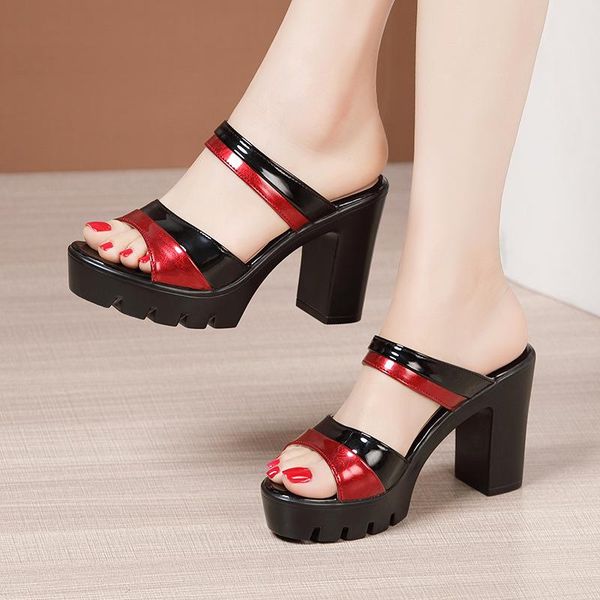 dress shoes 10cm high heel female fashion footwear block summer sandals for women, Black
dress shoes 10cm high heel female fashion footwear block summer sandals for women, Black