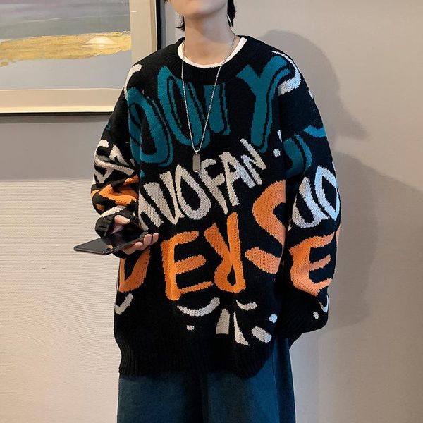 men's sweaters 2021 harajuku sweater men winter letter printed round neck loose pullover couples streetwear hip hop knitted, White;black
men's sweaters 2021 harajuku sweater men winter letter printed round neck loose pullover couples streetwear hip hop knitted, White;black