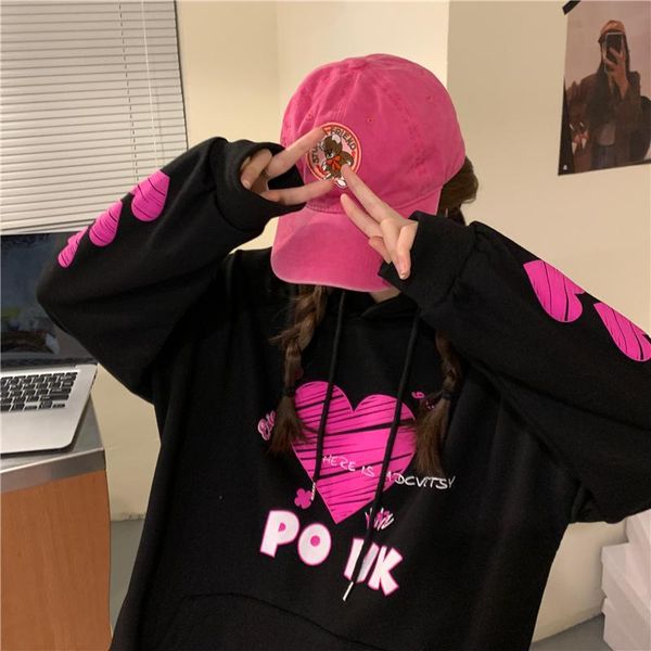 women's hoodies & sweatshirts cute printed women korean heart pink print sweatshirt long sleeve casual pullover pocket hoodie aesthetic, Black
women's hoodies & sweatshirts cute printed women korean heart pink print sweatshirt long sleeve casual pullover pocket hoodie aesthetic, Black