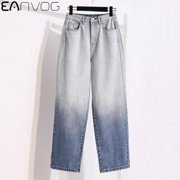 eanvog autumn and winter women jeans gradient color elastic high waist pockets zipper loose thin harem pants for ladies women's, Blue 
eanvog autumn and winter women jeans gradient color elastic high waist pockets zipper loose thin harem pants for ladies women's, Blue