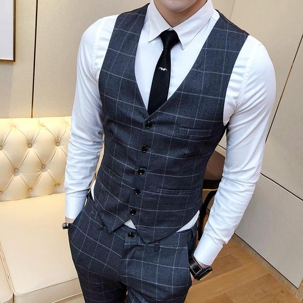 luxury wedding suit vest men plaid waistcoat formal business work vests silm fashiom mens classic man casual gilet men's, Black;white
luxury wedding suit vest men plaid waistcoat formal business work vests silm fashiom mens classic man casual gilet men's, Black;white