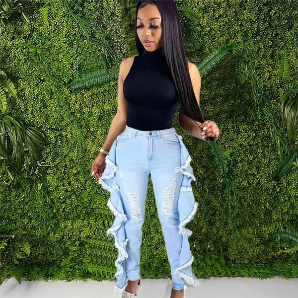 women's jeans vazn 2021 fashion women street hip hop style long pants buttons high waist pure color tassel denim, Blue
women's jeans vazn 2021 fashion women street hip hop style long pants buttons high waist pure color tassel denim, Blue