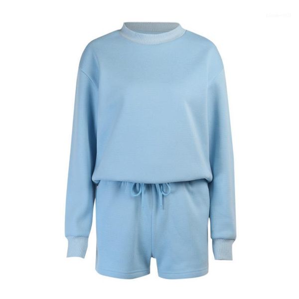 women's tracksuits autumn solid color sweet and cute round neck pullover sweater shorts suit european style sports leisure, Gray
women's tracksuits autumn solid color sweet and cute round neck pullover sweater shorts suit european style sports leisure, Gray