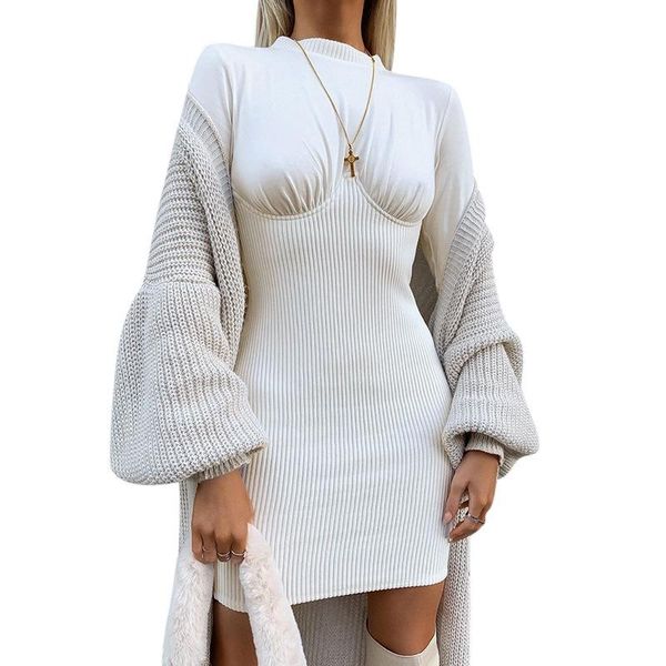 casual dresses 2021 woman dress elegant evening clothes solid color round neck long sleeve ribbing splicing slim package hip, Black;gray
casual dresses 2021 woman dress elegant evening clothes solid color round neck long sleeve ribbing splicing slim package hip, Black;gray