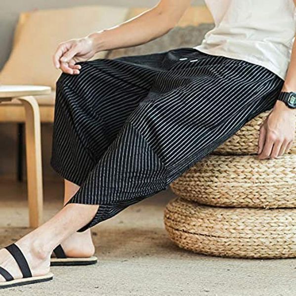 summer men casual harem pants jogger fitness trousers linen loose chinese style striped cropped men's, Black
summer men casual harem pants jogger fitness trousers linen loose chinese style striped cropped men's, Black