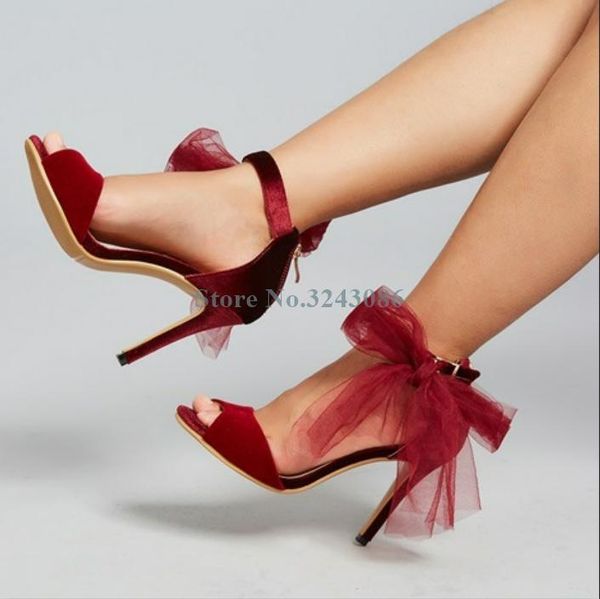 peep toe thin high heel sandals elegant red velvet banquet stiletto shoes mesh butterfly knot wedding women, Black
peep toe thin high heel sandals elegant red velvet banquet stiletto shoes mesh butterfly knot wedding women, Black