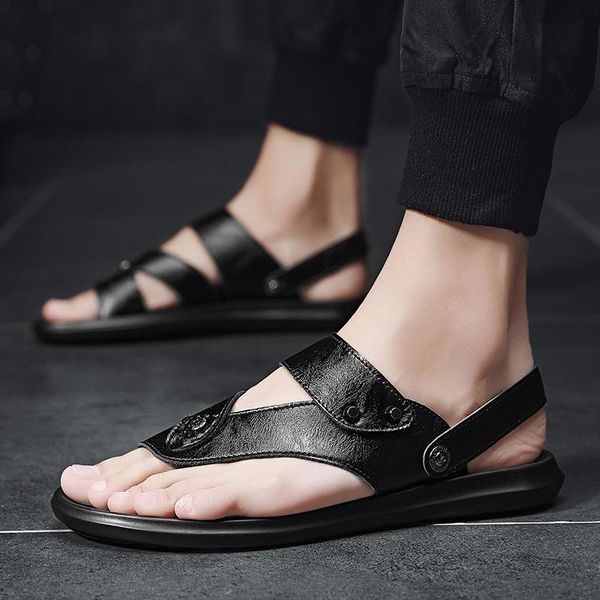 sandals men summer shoes beach slippers fashion comfort casual leather flat male sandalias hombre, Black
sandals men summer shoes beach slippers fashion comfort casual leather flat male sandalias hombre, Black