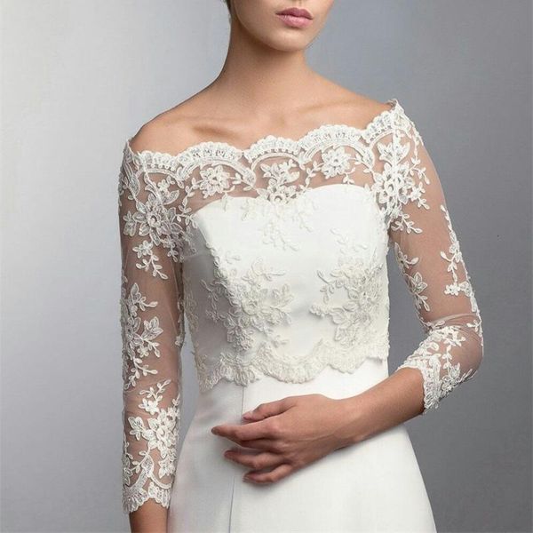 wraps & jackets bridal lace jacket bateau 3/4 long sleeve appliques wrap sheath bolero for wedding dresses, White
wraps & jackets bridal lace jacket bateau 3/4 long sleeve appliques wrap sheath bolero for wedding dresses, White