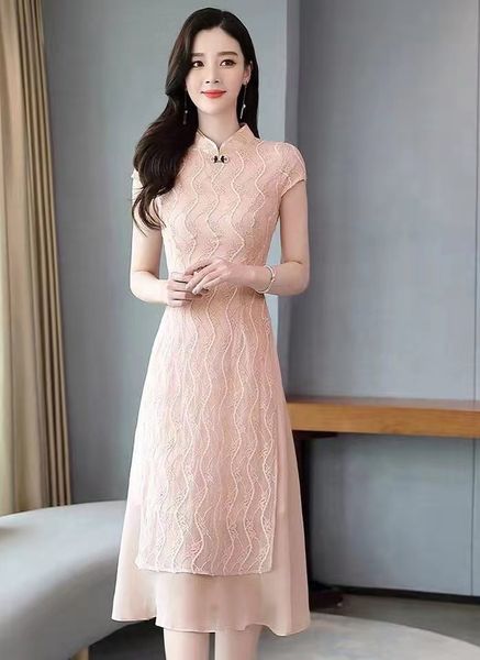 luxury cheongsam 2021 spring and summer women's temperament celebrity heavy industry cheongsam waist stitching drs, Blue;red
luxury cheongsam 2021 spring and summer women's temperament celebrity heavy industry cheongsam waist stitching drs, Blue;red