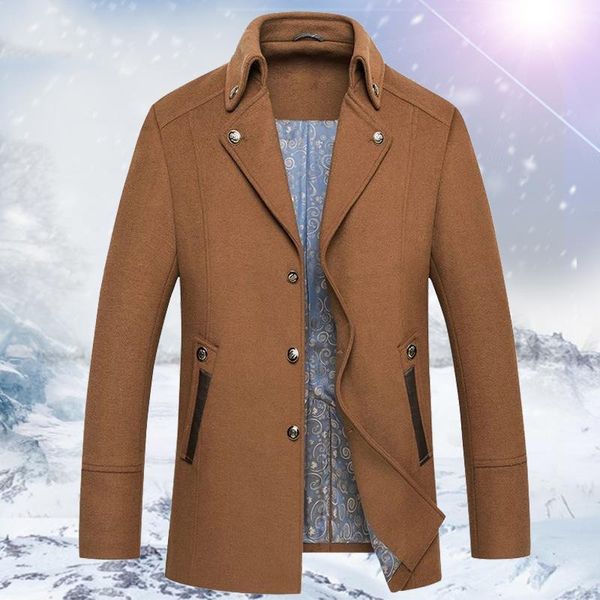 men's wool & blends 2021 style coat man fashion stand collar single breasted woolen trench male slim overcoat, Black
men's wool & blends 2021 style coat man fashion stand collar single breasted woolen trench male slim overcoat, Black