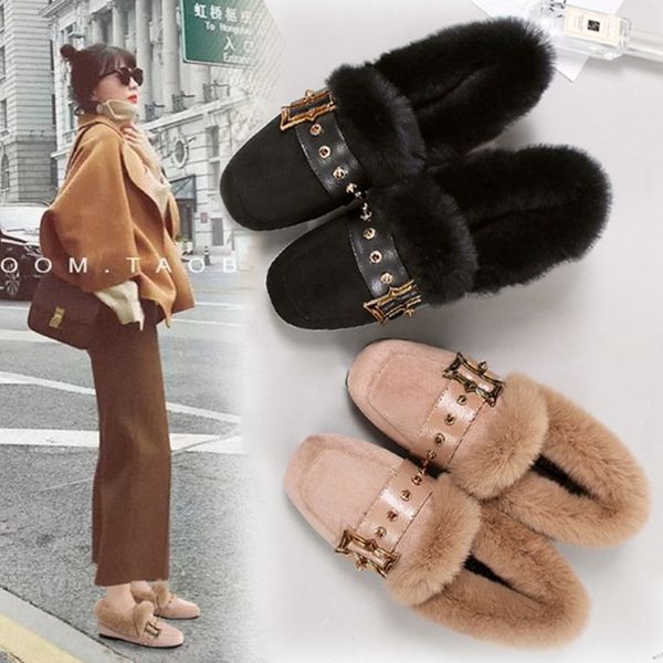 dress shoes winter women metal decoration flat fur single shallow for boots female fashion comfort warm plush kdpb, Black
dress shoes winter women metal decoration flat fur single shallow for boots female fashion comfort warm plush kdpb, Black