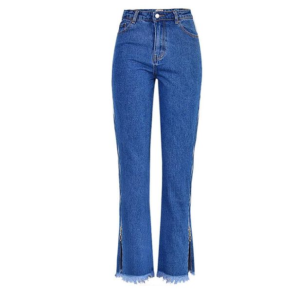 women's jeans loose female straight denim pants high waist double zipper horn casual wear, Blue
women's jeans loose female straight denim pants high waist double zipper horn casual wear, Blue