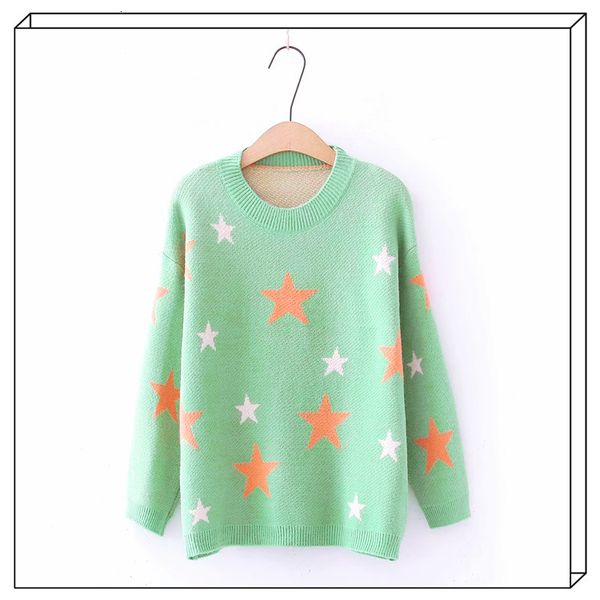 women's sweaters long-sleeved star print knitted female round neck small fresh simple fashion pullover women spring autumn 8oro, White;black
women's sweaters long-sleeved star print knitted female round neck small fresh simple fashion pullover women spring autumn 8oro, White;black