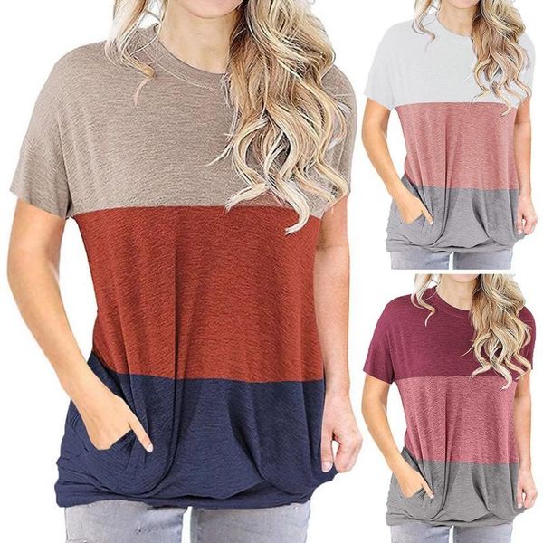 women's t-shirt 2021 color matching round neck bat short sleeve pocket loose women summer casual basic t shirt 2xl, White
women's t-shirt 2021 color matching round neck bat short sleeve pocket loose women summer casual basic t shirt 2xl, White
