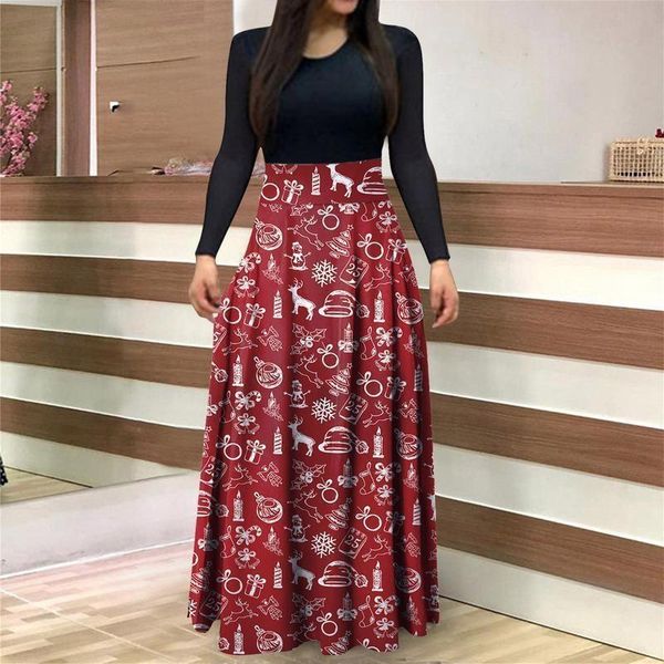 women's knits & tees women 2021 autumn patchwork printed long skirt sleeve round neck dress, White
women's knits & tees women 2021 autumn patchwork printed long skirt sleeve round neck dress, White