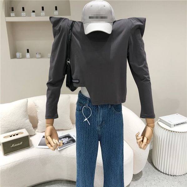 polos spring summer fashion niche design feminine thin labels bat top, White 
polos spring summer fashion niche design feminine thin labels bat top, White