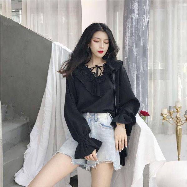 women's blouses & shirts stylish autumn casual fresh solid all-match ruffle lace v-neck female sweet loose simple, White
women's blouses & shirts stylish autumn casual fresh solid all-match ruffle lace v-neck female sweet loose simple, White