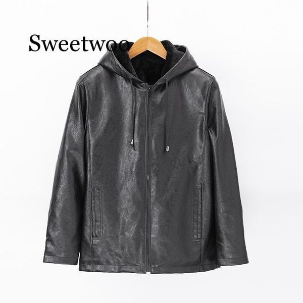 men's fur & faux 2021 autumn thin plus size fashion casual stand collar leather jacket pu coat hooded 5xl 6xl, Black 
men's fur & faux 2021 autumn thin plus size fashion casual stand collar leather jacket pu coat hooded 5xl 6xl, Black