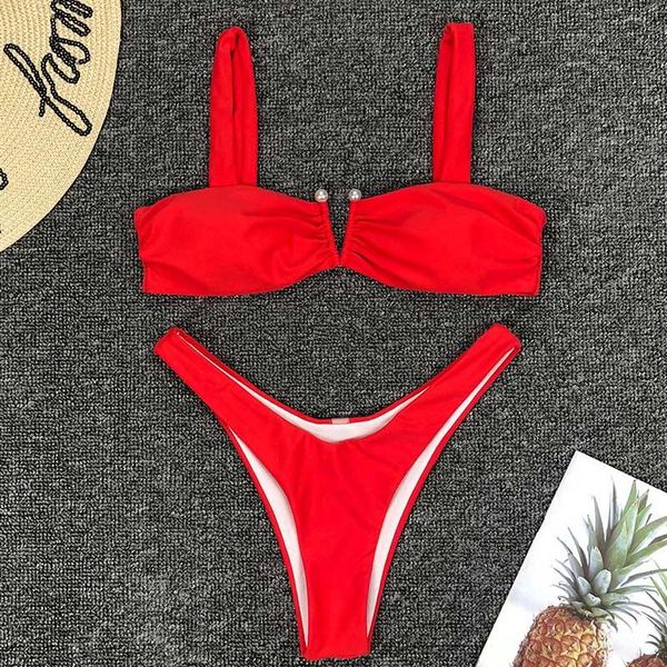 women's swimwear bathing suit women 2021 red v bar bikini set two-pieces suits, White;black
women's swimwear bathing suit women 2021 red v bar bikini set two-pieces suits, White;black
