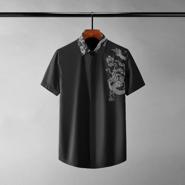 men's casual shirts minglu summer cotton male luxury chinese dragon embroidery short sleeve mens dress slim fit party man 4xl, White;black
men's casual shirts minglu summer cotton male luxury chinese dragon embroidery short sleeve mens dress slim fit party man 4xl, White;black