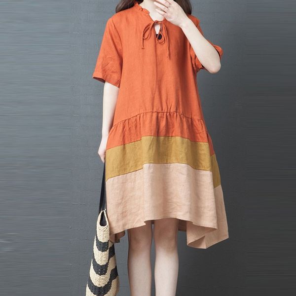 women loose dresses fashion patchwork v-neck short sleeve women's dress casual linen pocket, Black;gray
women loose dresses fashion patchwork v-neck short sleeve women's dress casual linen pocket, Black;gray