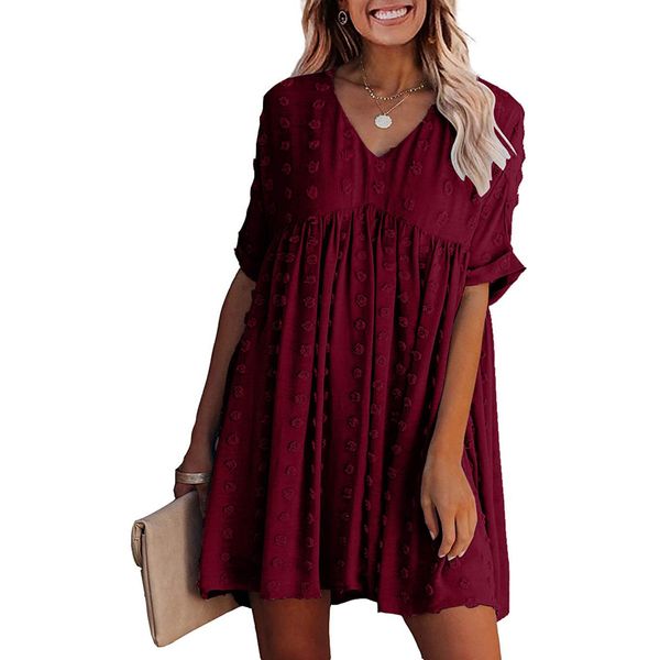 summer dress plus size women's casual high waist dot mesh v-neck solid color short sleeve summer sundresses fashion vestidos x0521, Black;gray
summer dress plus size women's casual high waist dot mesh v-neck solid color short sleeve summer sundresses fashion vestidos x0521, Black;gray