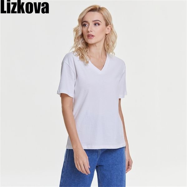 lizkova t-shirts women cotton 100% v-neck short sleeve mujer camisetas spring white soft casual 6001 210330
lizkova t-shirts women cotton 100% v-neck short sleeve mujer camisetas spring white soft casual 6001 210330