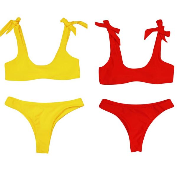women's swimwear women bandage bowknot solid color bikini set swimsuit bathing suit beach wear yellow/red, White;black
women's swimwear women bandage bowknot solid color bikini set swimsuit bathing suit beach wear yellow/red, White;black