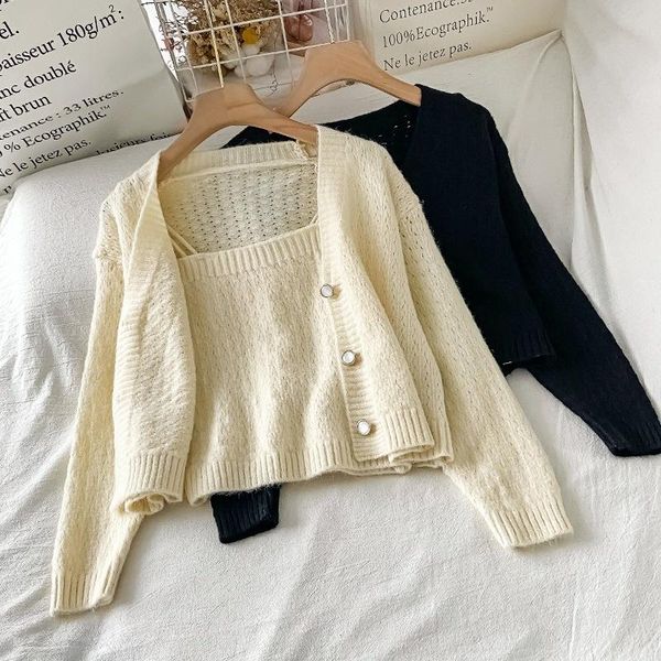 women's jackets 2021 autumn knitted sweater coat 2 piece set women korean fashion solid long sleeve y2k casual jacket elegant sweet fe, Black;brown
women's jackets 2021 autumn knitted sweater coat 2 piece set women korean fashion solid long sleeve y2k casual jacket elegant sweet fe, Black;brown