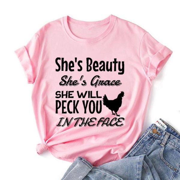 women's t-shirt she will peck you chicken print t shirt women short sleeve o neck loose tshirt summer causal tee clothes mujer, White
women's t-shirt she will peck you chicken print t shirt women short sleeve o neck loose tshirt summer causal tee clothes mujer, White