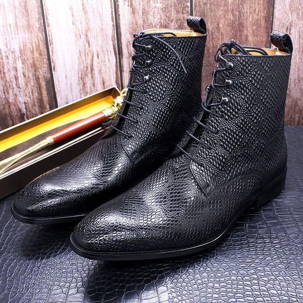 autumn men high boots genuine cow leather snake print punk rock style mens motorcycle boots lace-up casual street fashion, Red;white
autumn men high boots genuine cow leather snake print punk rock style mens motorcycle boots lace-up casual street fashion, Red;white