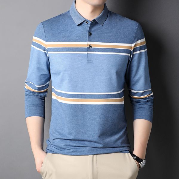 2021 spring and autumn men's t-shirt long sleeve middle-aged lapel stripe color matching bottom fashion casual pullover top, White;black
2021 spring and autumn men's t-shirt long sleeve middle-aged lapel stripe color matching bottom fashion casual pullover top, White;black