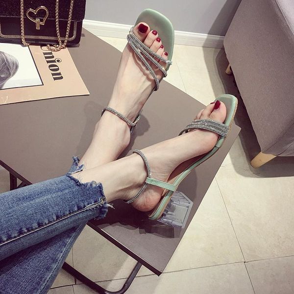 women's shoes sandals 2021 summer rhinestone shiny transparent thick heeled high heels, Black
women's shoes sandals 2021 summer rhinestone shiny transparent thick heeled high heels, Black