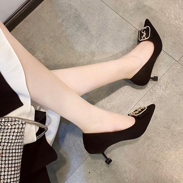 dress shoes classic flock leather high heels women pumps 2021 brand designer rhinestone pointed toes wedding, Black
dress shoes classic flock leather high heels women pumps 2021 brand designer rhinestone pointed toes wedding, Black