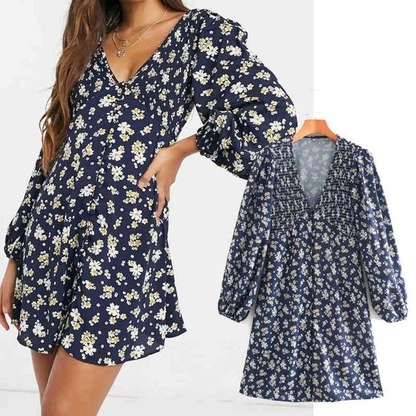 casual dresses women navy blue flower print dress v-neck long sleeve mini slim waist chic party mujer 08el, Black;gray
casual dresses women navy blue flower print dress v-neck long sleeve mini slim waist chic party mujer 08el, Black;gray