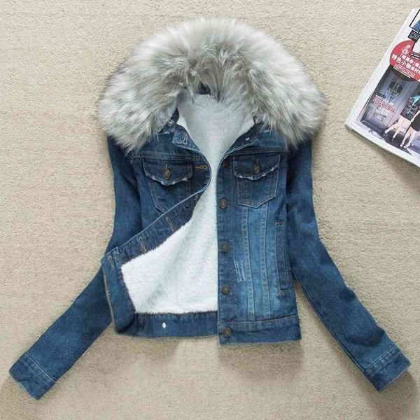 women's jackets denim jacket fur collar warm parka winter basic bomber jean coat women lamb padded outwear female thicken chaqueta zh01, Black;brown
women's jackets denim jacket fur collar warm parka winter basic bomber jean coat women lamb padded outwear female thicken chaqueta zh01, Black;brown