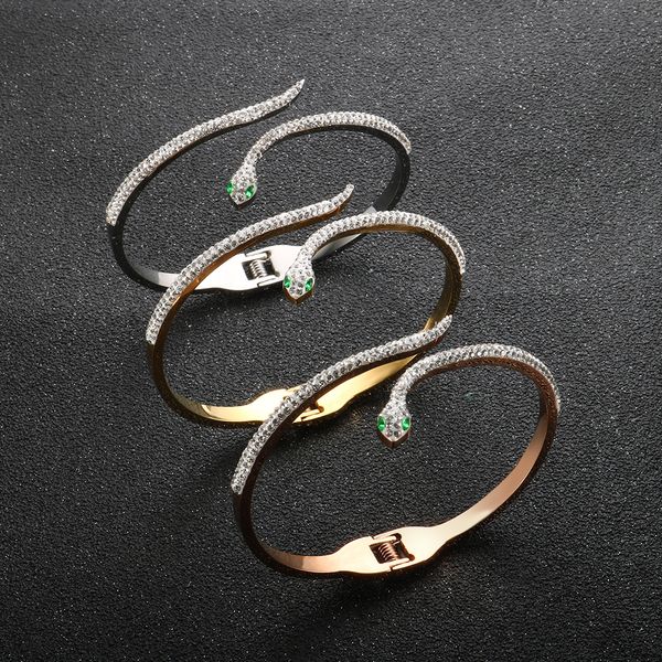 fashion snake green eyes bangles & bracelets cz crystal spring clasp stainless steel bracelet for men women jewelry accessories, White
fashion snake green eyes bangles & bracelets cz crystal spring clasp stainless steel bracelet for men women jewelry accessories, White
