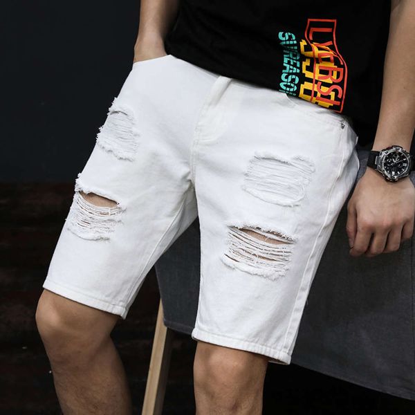 men's jeans white denim shorts wear fashion hole loose summer thin five point pants trend 6ucv, Blue
men's jeans white denim shorts wear fashion hole loose summer thin five point pants trend 6ucv, Blue