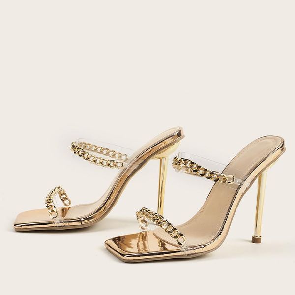 women's chain slippers woman transparent high heels women outdoor caual slides female shoes 2021 square toe ladies pumps, Black
women's chain slippers woman transparent high heels women outdoor caual slides female shoes 2021 square toe ladies pumps, Black