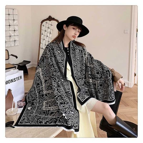 scarf female autumn and winter letter bib thickened imitation cashmere ins fashion foreign style double-sided warm shawl, Blue;gray
scarf female autumn and winter letter bib thickened imitation cashmere ins fashion foreign style double-sided warm shawl, Blue;gray