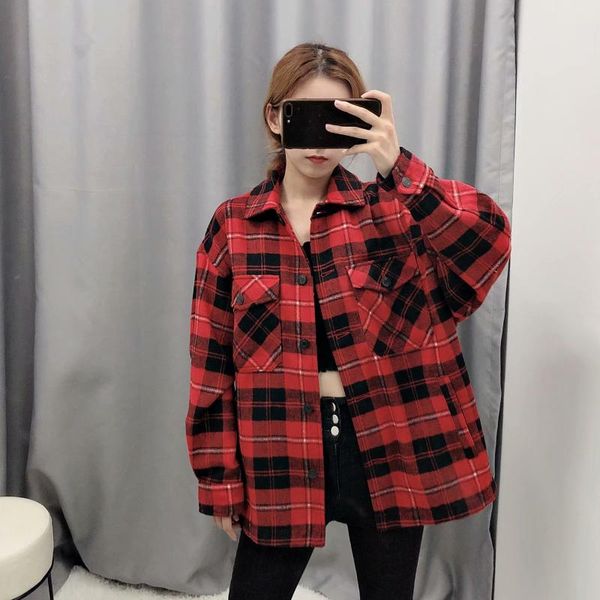women's blouses & shirts womens and jacket autumn style fashionable temperament loose cotton plaid shirt women, White
women's blouses & shirts womens and jacket autumn style fashionable temperament loose cotton plaid shirt women, White