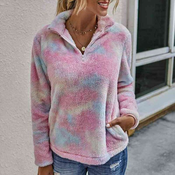 women tie-dye soft plush long sleeves pullover stand-up collar sweater womens clothing pull femme, White;black
women tie-dye soft plush long sleeves pullover stand-up collar sweater womens clothing pull femme, White;black
