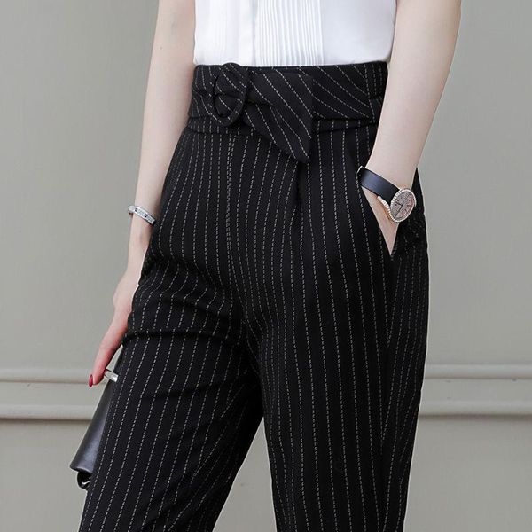 women's pants & capris 2021 summer women fashion casual thin striped elastic high waist harem female loose classic ankle-length trouser, Black;white
women's pants & capris 2021 summer women fashion casual thin striped elastic high waist harem female loose classic ankle-length trouser, Black;white