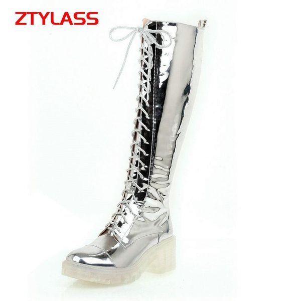 transparent sole women boots fashion pu platform square heel knee high lace up zipper autumn winter shoes, Black
transparent sole women boots fashion pu platform square heel knee high lace up zipper autumn winter shoes, Black
